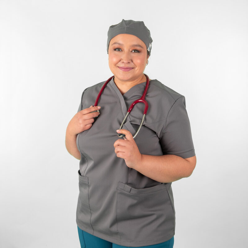 Blusa Clínica Gris Área Médica Mujer Entallada - Ale
