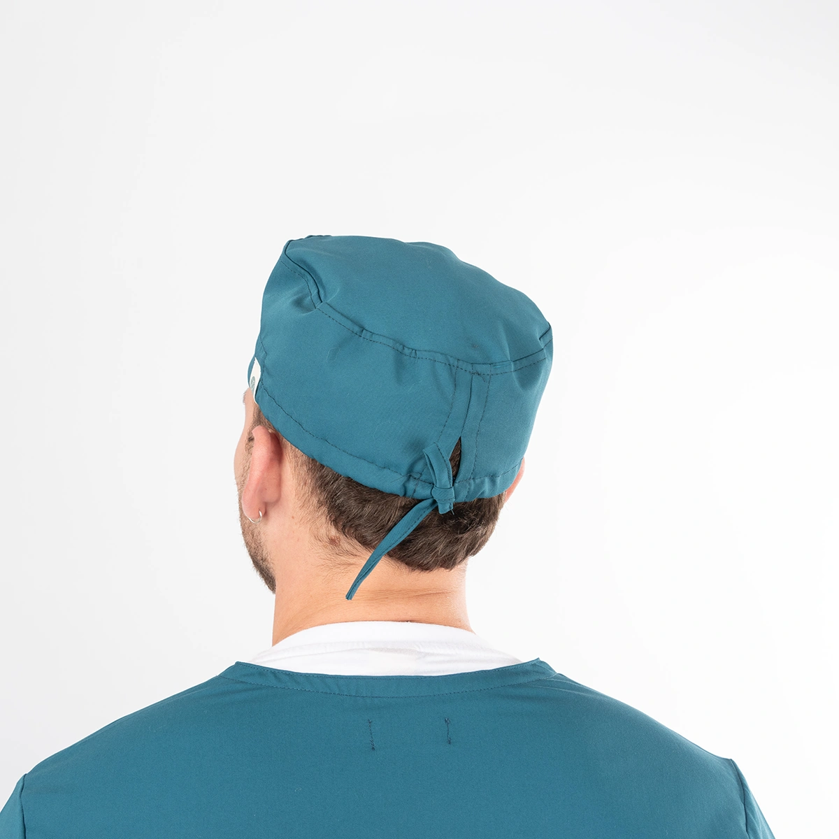 Gorro Clínico Verde Petróleo Área Médica Unisex con Amarras - Imagen 4