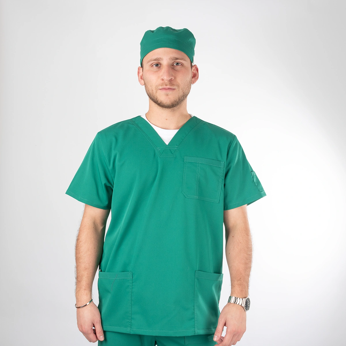 Polera Clínica Verde Esmeralda Hombre Felipe
