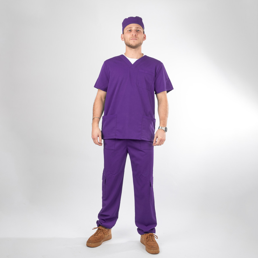 Pantalón Clínico Morado Nutricionista Hombre Tipo Cargo - Benjamín - Imagen 4